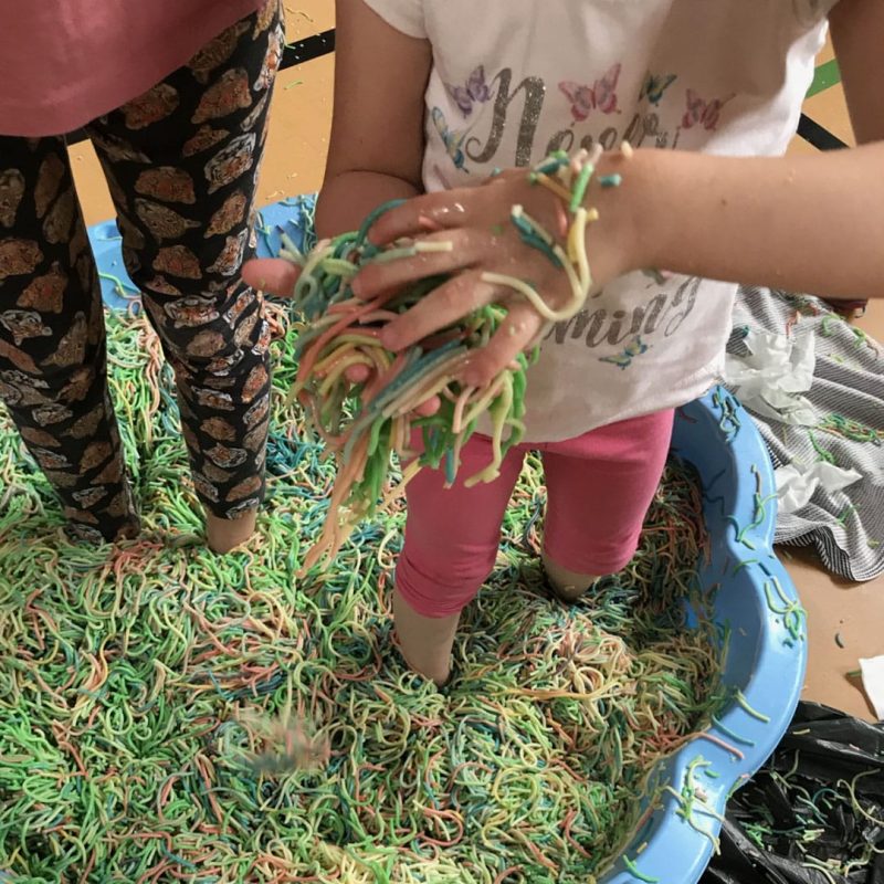 Children with FASD playing with sensory spaghetti